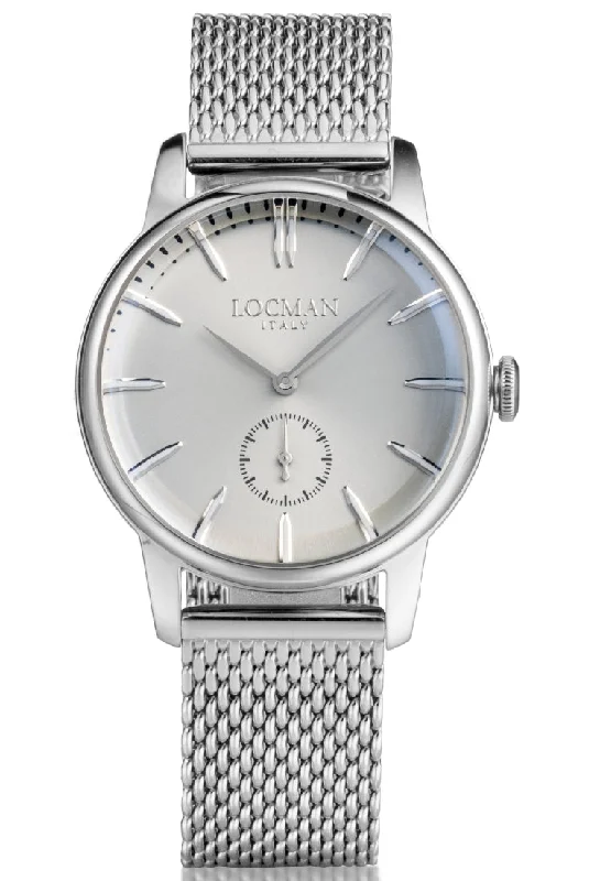 Women's Mechanical Watch Price-Locman 1960 37mm silver piccoli secondi maglia milano 0257A06A-00AGNKB0
