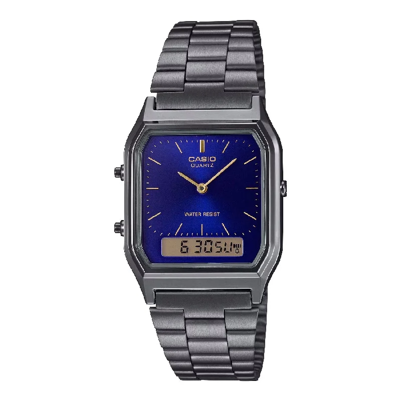 Women's European Made Design Mechanical Watches-Casio vintage AQ-230EGG-2AEF GMT nero IP quadrante blu Women's European Made Design Mechanical Watches-Casio vintage AQ-230EGG-2AEF GMT nero IP quadrante blu