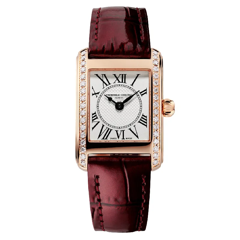 Men's Vintage Style Men's Watches-Frederique Constant Watch Ladies Classic Carree Rose Gold PVD FC-200MCD14