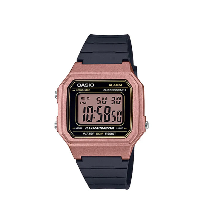 Unisex Vintage Style Watches-Casio Watch Chronograph Digital Pink W-217HM-5AVDF
