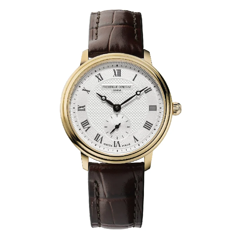 Men's Swiss New Year's Eve Edition-Frederique Constant Ladies Fc Slimline Small Seconds Brown Watch FC-235M1S5 Men's Swiss New Year's Eve Edition-Frederique Constant Ladies Fc Slimline Small Seconds Brown Watch FC-235M1S5