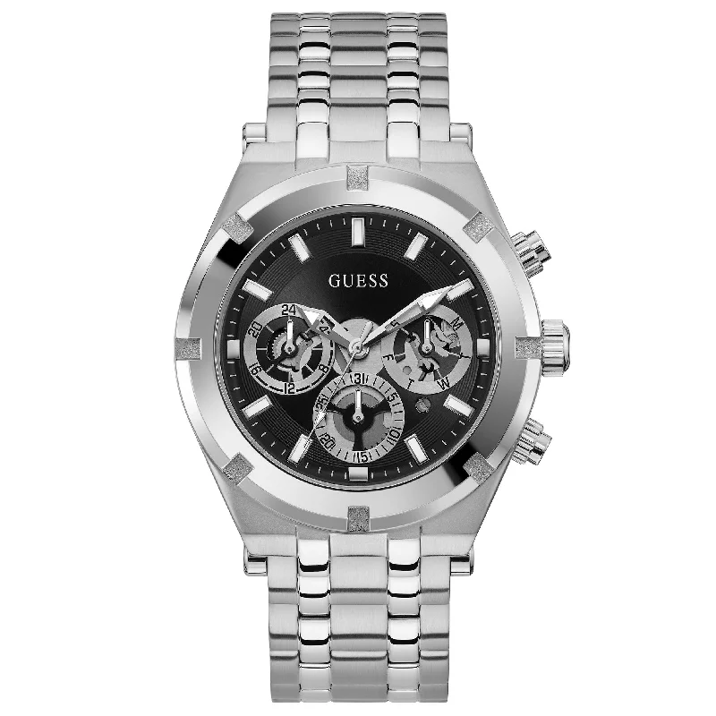 Men's Quartz Movement Design Dress Watches-Guess GW0260G1 Men's Continental Silver Watch
