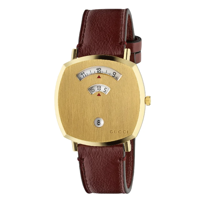 Unisex Night Out Design Watches-Gucci Unisex Watch Grip 35mm Yellow Gold Red Alligator YGA16037 Unisex Night Out Design Watches-Gucci Unisex Watch Grip 35mm Yellow Gold Red Alligator YGA16037