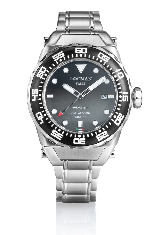Men's Solar Powered Style Sports Watches-Orologio Locman Mare quadrante nero bracciale acciaio 0559A25A-00KANKB0