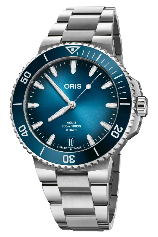 Men's Vintage Dress Watches-Oris Aquis Date 43.5mm Calibre 400 01 400 7790 4135-07 8 23 02PEB