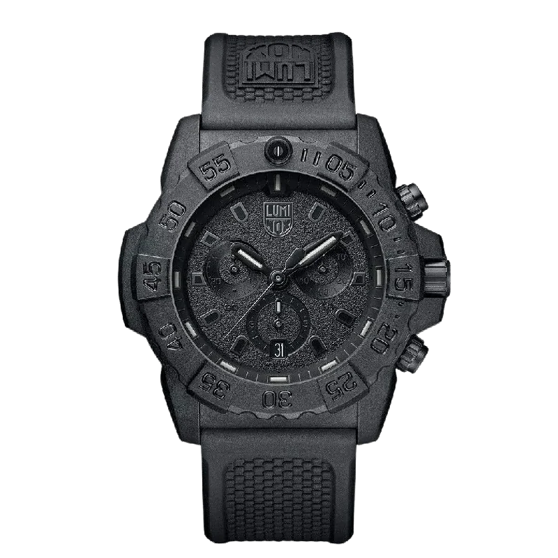 Men's Chronograph Watches with Adjustable Strap -Navy SEAL Chronograph, 45 mm, Military Dive Watch, Blackout