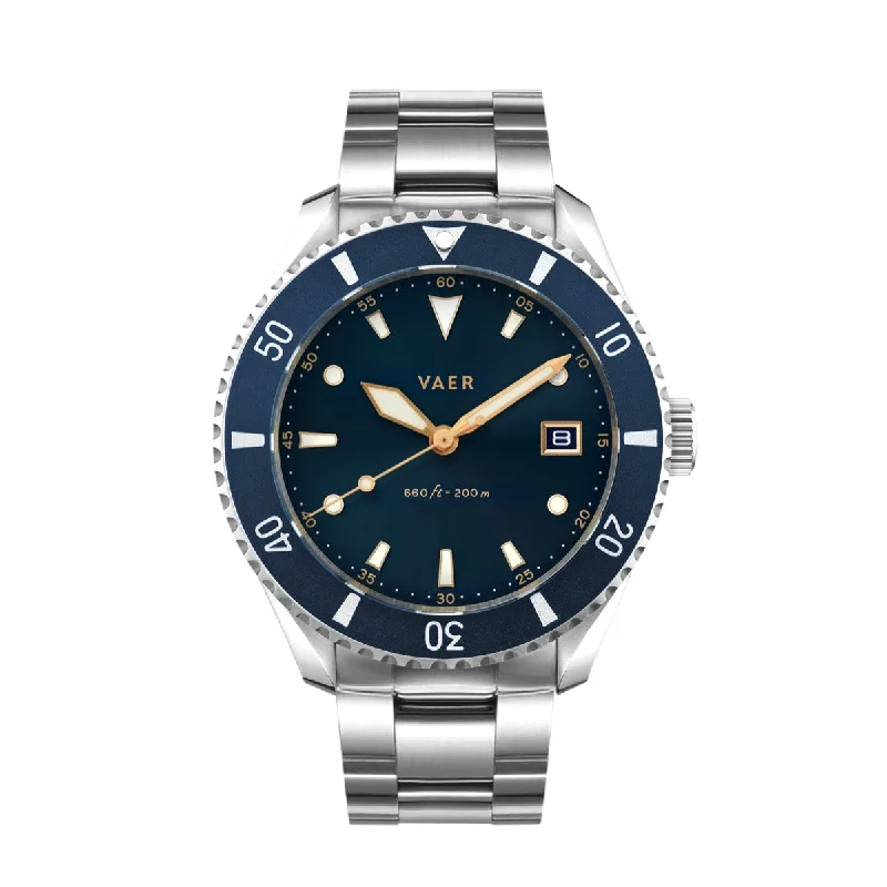 Men's Dive Watches with Comfortable Silicone Strap -DS4 Meridian Navy - Solar 42mm
