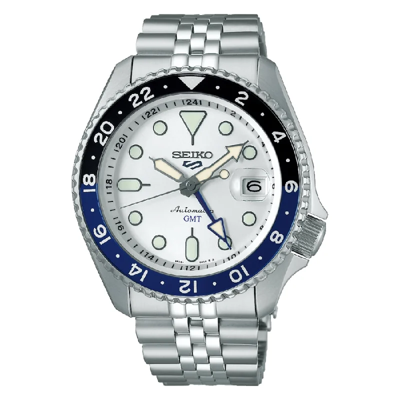 Men's Elegant Style Men's Sports Watches-Orologio Seiko 5 sports SSK033K1 GMT automatico bianco e blu