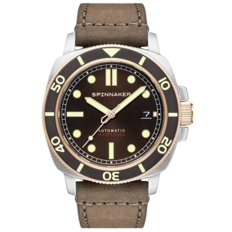 Men's Dive Watches with Screw Down Crown -Spinnaker Men's Brown Hull Watch SP-5088-04