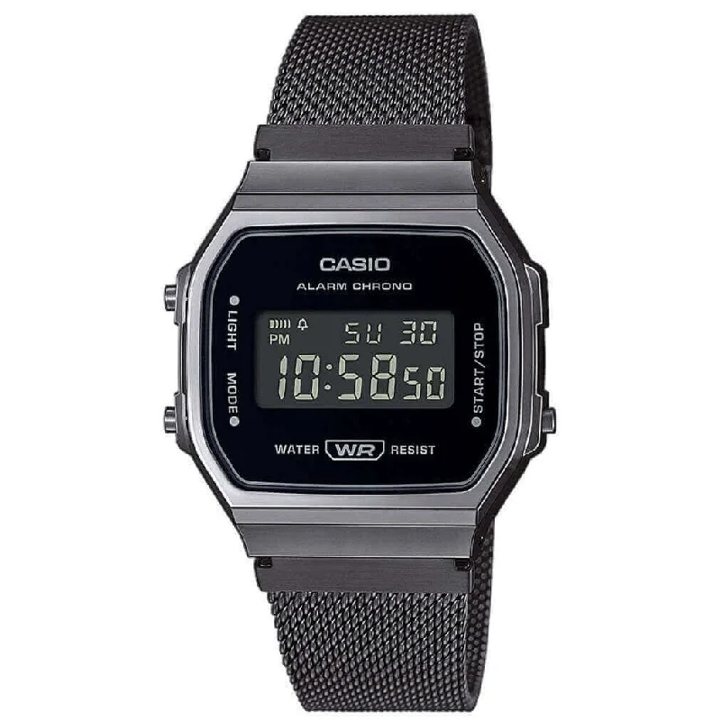 Unisex Quartz Movement Watches-Casio Vintage Unisex Black Watch A168WEMB-1BEF