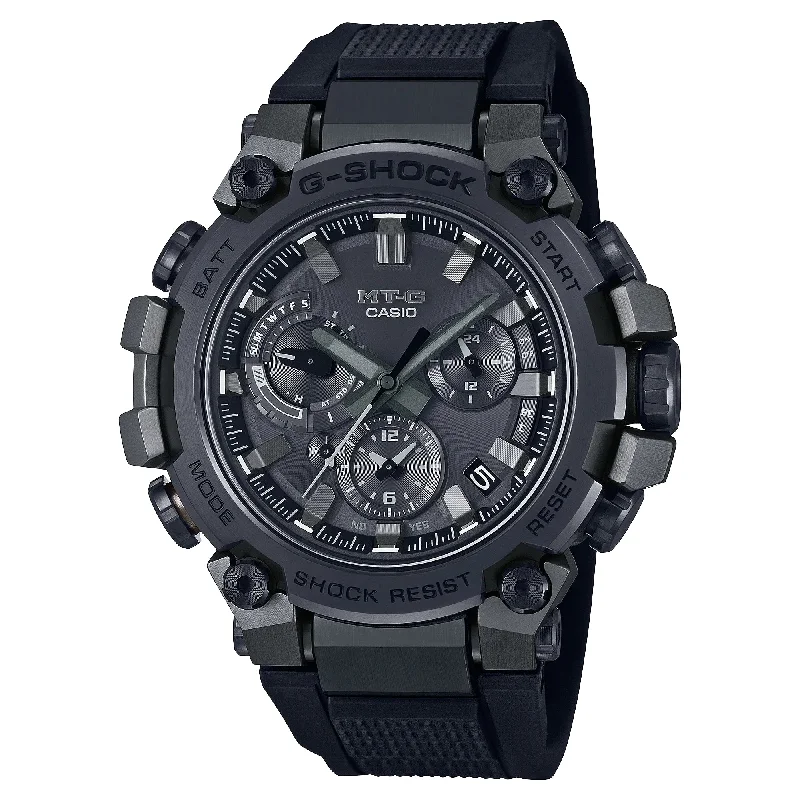 Men's World Time Radio Watches-Orologio G-Shock MTG-B3000B-1AER acciaio e carbonio nero
