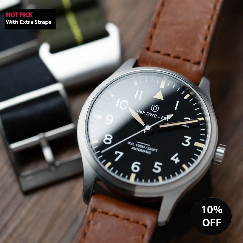 Men's Field Watches Local Brand Edition-[Modding Starter Combo] DIY Watchmaking Kit | 40mm Pilot Watch with Sapphire Crystal & 2 Extra Strap (82S0 or 8315 Miyota movement)