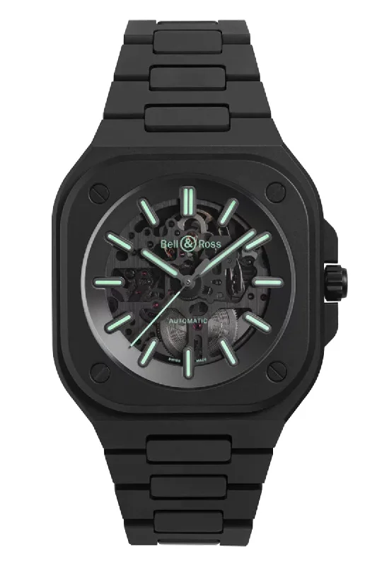 Men's Thick Case Design Dress Watches-Bell & Ross BR05 Skeleton Black Lum Ceramic BR05A-BLM-SKCE/SCE