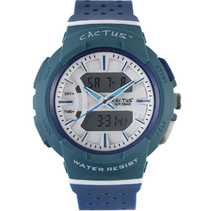 Mens Monogrammed Style Smart Watches-Cactus CAC142M03 Blue Multifunction