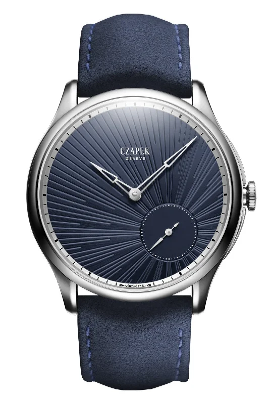 Men's Sophisticated Dress Watches-Czapek Promenade Guilloché Soleil Bleu Nuit