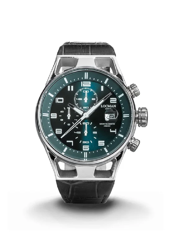 Men's Mechanical Movement Style Sports Watches-Locman Montecristo Chrono 41mm verde cinturino pelle 0542A19S-00PTWHPK