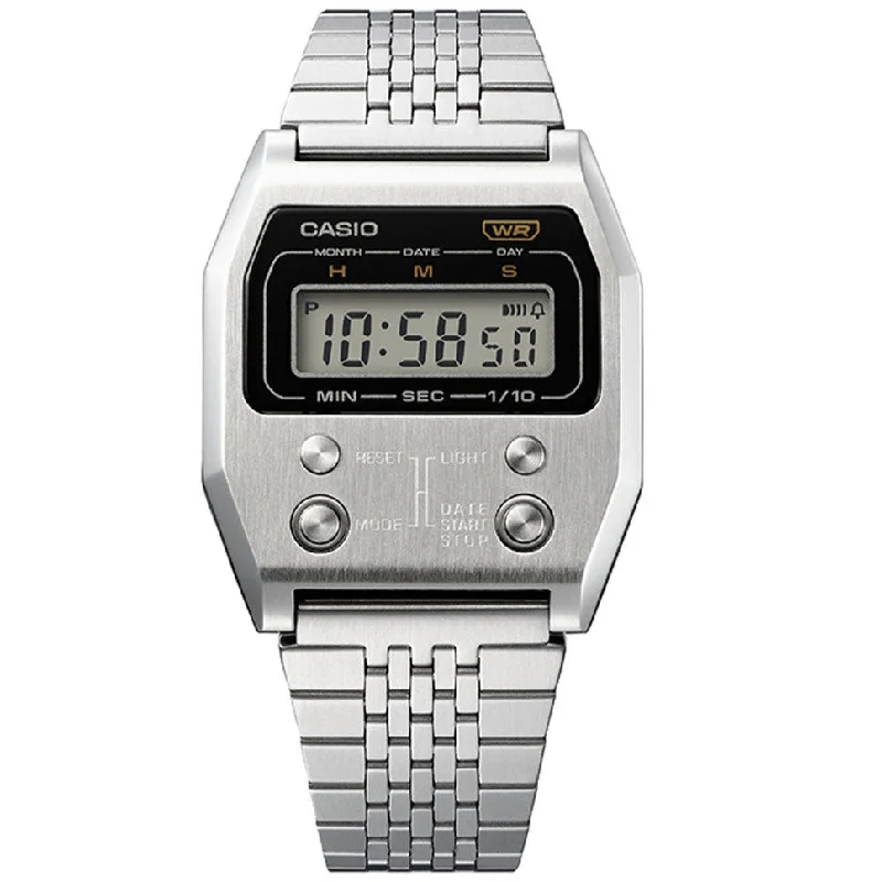 Unisex High-End Style Watches-Casio Vintage Unisex Silver Watch A1100D-1EF