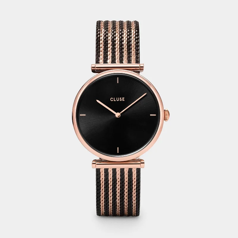 Women's Thick Case Style Mechanical Watches-Triomphe Watch Mesh, Black, Rose Gold Colour Women's Thick Case Style Mechanical Watches-Triomphe Watch Mesh, Black, Rose Gold Colour