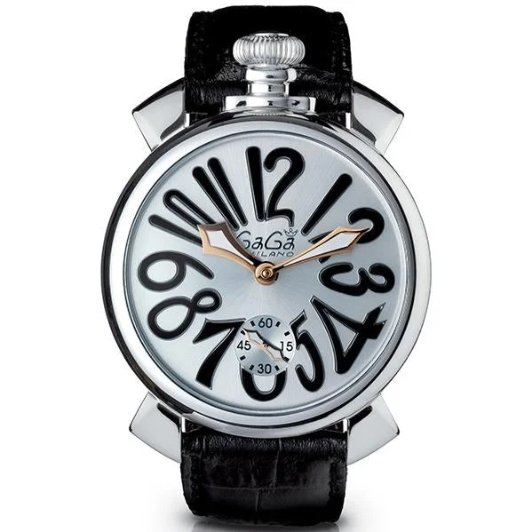 Men's Field Watches Accessories-Gaga Milano Men's Black Manuale Mechanical Watch 5010.07