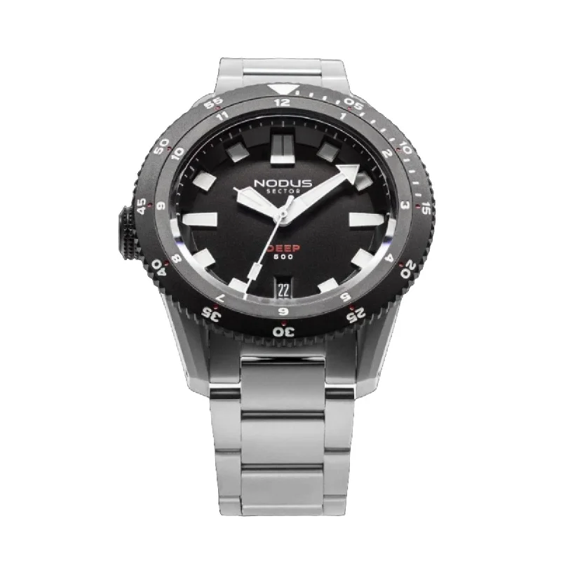 Men's Dive Watches with Digital-Analog Hybrid -Nodus Sector Deep Destro Automatic Dive Watch - Black Dial