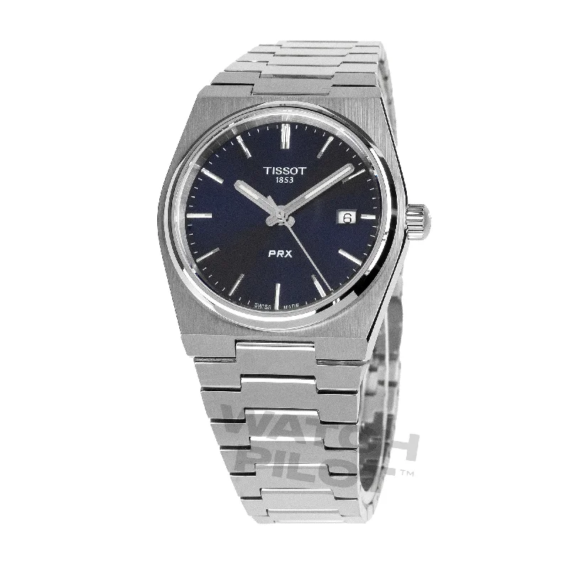 Men's Automatic Wind Dress Watches-Tissot Prx 35Mm Unisex Blue Watch T1372101104100