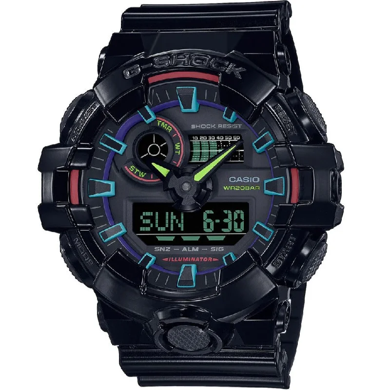 Unisex Formal Event Design Watches-Casio G-Shock Virtual Rainbow Series Men's Black Watch GA-700RGB-1AER