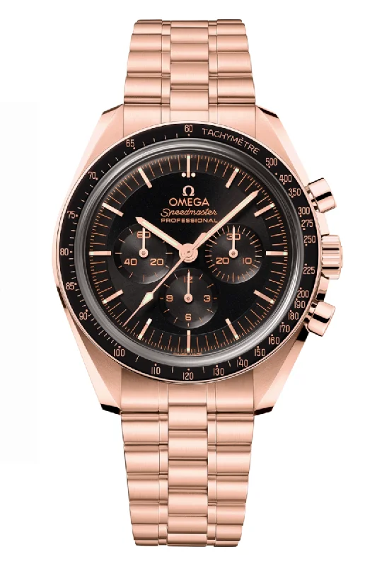 Men's Black Dial Dress Watches-Omega Speedmaster Moonwatch Professional Master Chronometer Sedna Gold 310.60.42.50.01.001