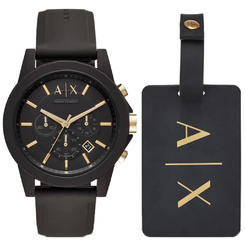 Men's Hand-Wound Digital Watches-Armani Exchange Outerbanks AX7105 Gift Set