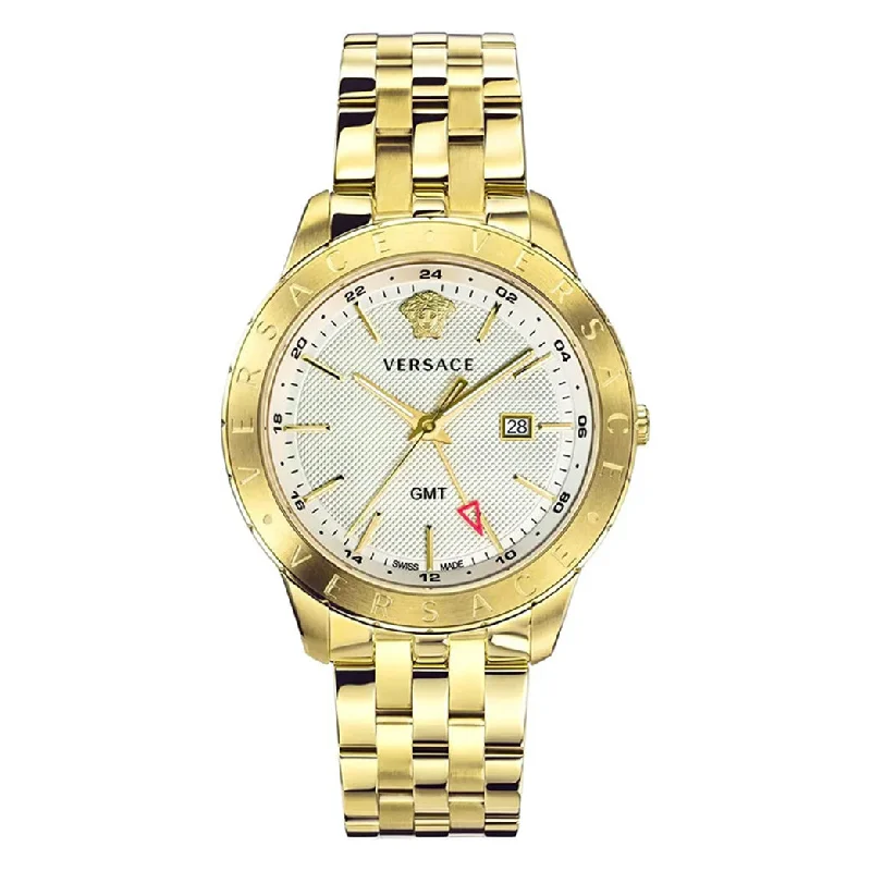 Men's Swiss Anniversary Edition-Versace Men's Watch Univers GMT Gold Bracelet VEBK00518