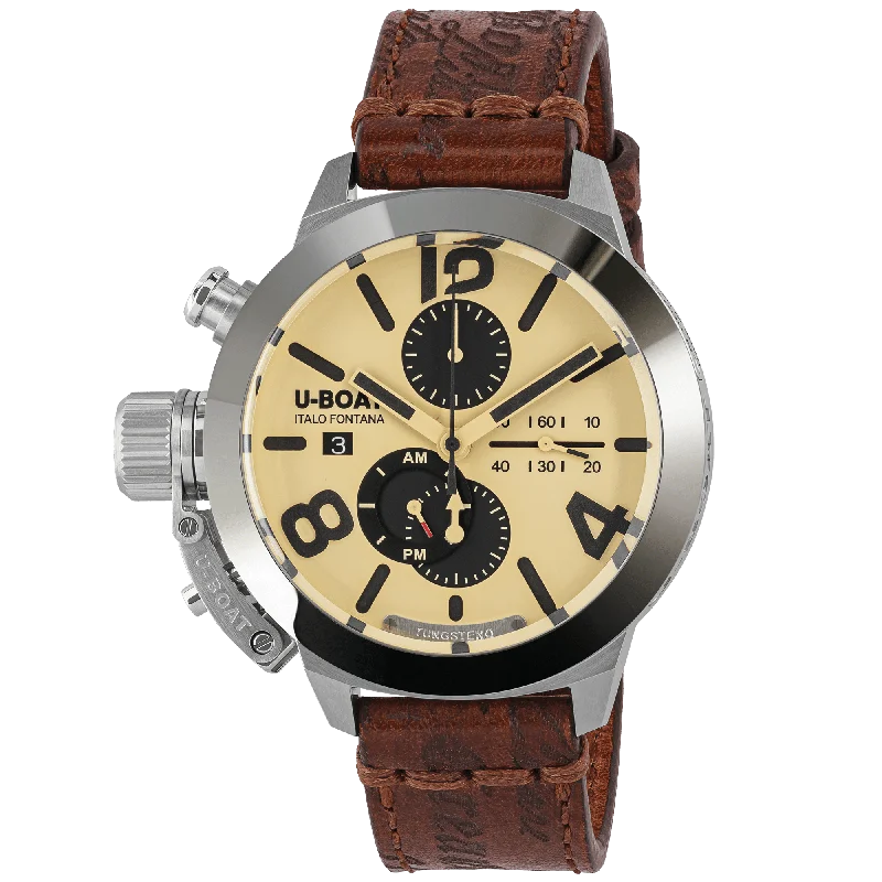 Men's Birthday Design Men's Watches-U-Boat Men's Watch Classico Tungsteno CAS2 Chronograph Beige 9568 Men's Birthday Design Men's Watches-U-Boat Men's Watch Classico Tungsteno CAS2 Chronograph Beige 9568