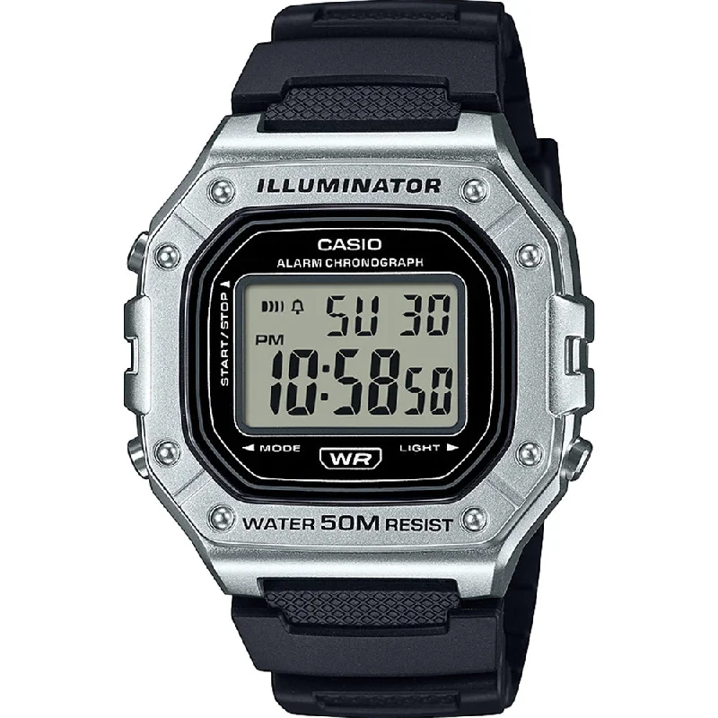 Mens Tonneau Case Smart Watches-Casio W218HM-7A Illuminator Digital