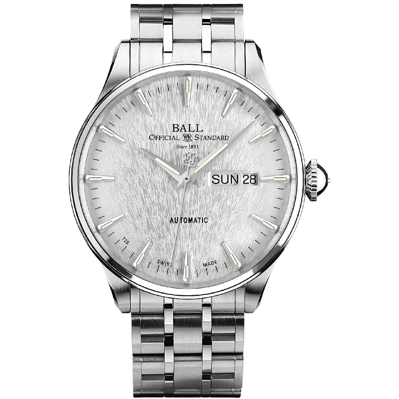 Men's Swiss Eco-Drive Edition-Ball Trainmaster Eternity Men's Silver Watch NM2080D-S1J-SL