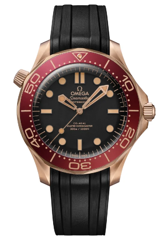 Men's Digital Style Dress Watches-Omega Seamaster Diver 300M Bronze Gold 210.92.42.20.01.003