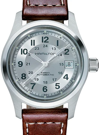 Men's Digital Dial Field Watches-Khaki Field Automatic Silver 38 - Brown Leather Ref. H70455553 Men's Digital Dial Field Watches-Khaki Field Automatic Silver 38 - Brown Leather Ref. H70455553