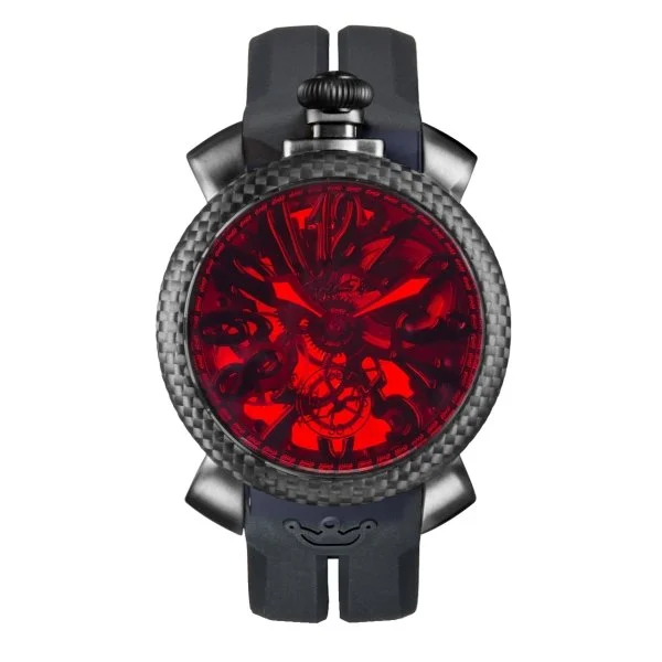 Men's Luxury Swiss Watches-GaGà Milano Watch Skeleton 48MM Red Black Carbon
