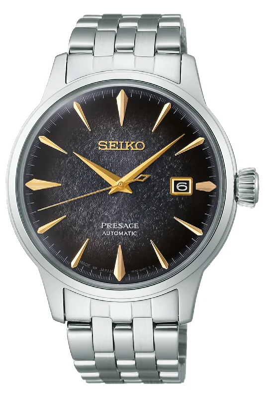 Men's Thick Case Dress Watches-Seiko Presage Cocktail Time 'Tokyo Night' SRPK93