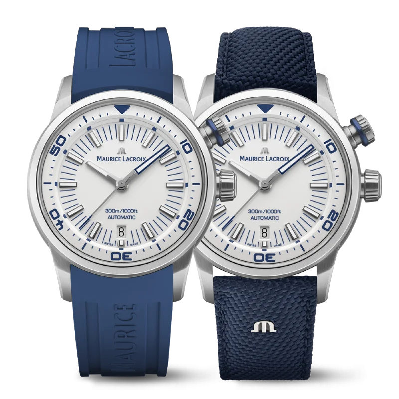 Men's Swiss Handmade Edition-Maurice Lacroix  Pontos S Diver Men's White Blue Watch PT6248-SS00L-130-4
