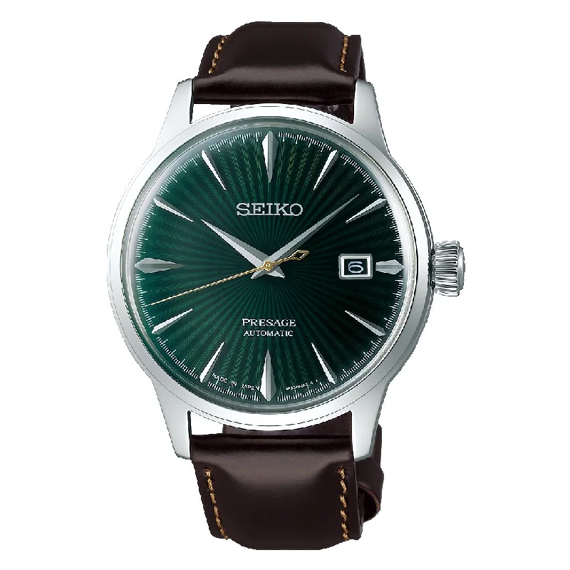 Men's Tonneau Case Sports Watches-Orologio elegante Seiko Presage SRPD37J1 verde radiale. Men's Tonneau Case Sports Watches-Orologio elegante Seiko Presage SRPD37J1 verde radiale.