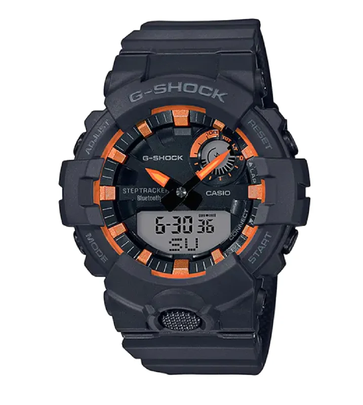 Men's Round Case Digital Watches-Casio G-Shock Watch G-Squad Black GBA-800SF-1ADR