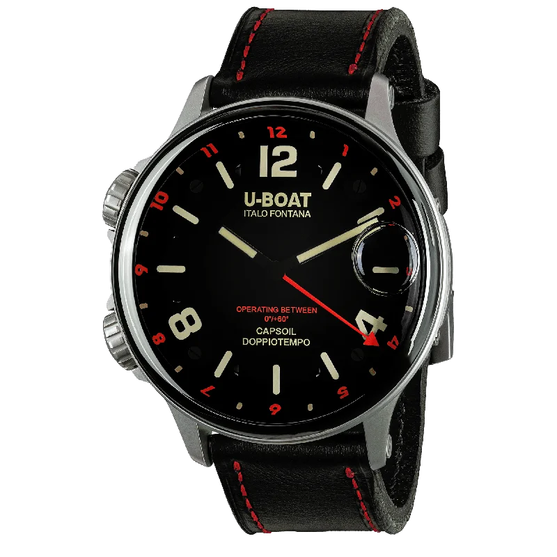 Men's Swiss Winter Edition-U-Boat Men's Watch Capsoil Doppiotempo 55mm Silver Red Rehaut 9674