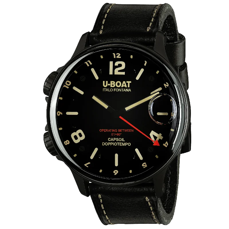 Men's Swiss Seasonal Edition-U-Boat Men's Watch Capsoil Doppiotempo 55mm DLC Black Rehaut 9671