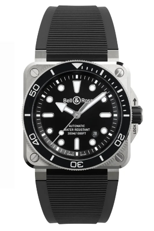 Men's Everyday Wear Dress Watches-Bell & Ross BR03 Diver 42mm BR03A-D-BL-ST/SRB