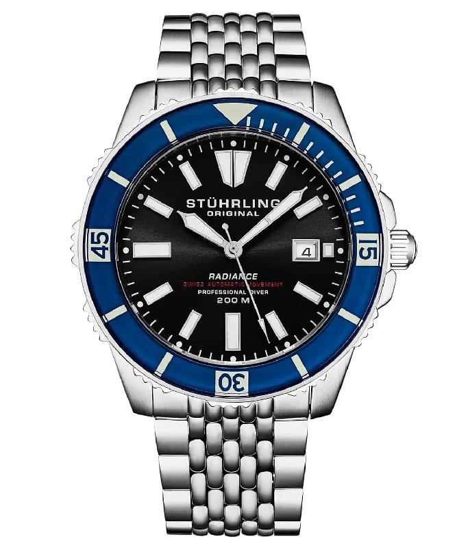 Black Dial/Silver Case/Blue Bezel/Silver Bracelet