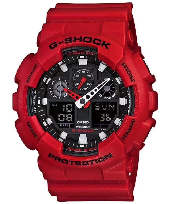 Men's Designer Design Sports Watches-Orologio Casio G-Shock GA-100B-4AER rosso opaco