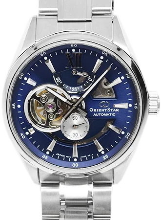 Men's Japanese Made Dress Watches-Contemporary Modern Skeleton Blue Ref. RE-AV0003L