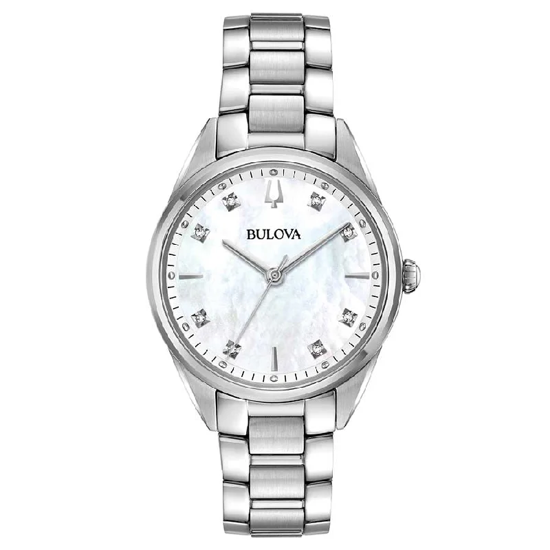 Women's Romantic Dinner Design Mechanical Watches-Orologio Bulova 96P199 Sutton donna madreperla e diamanti