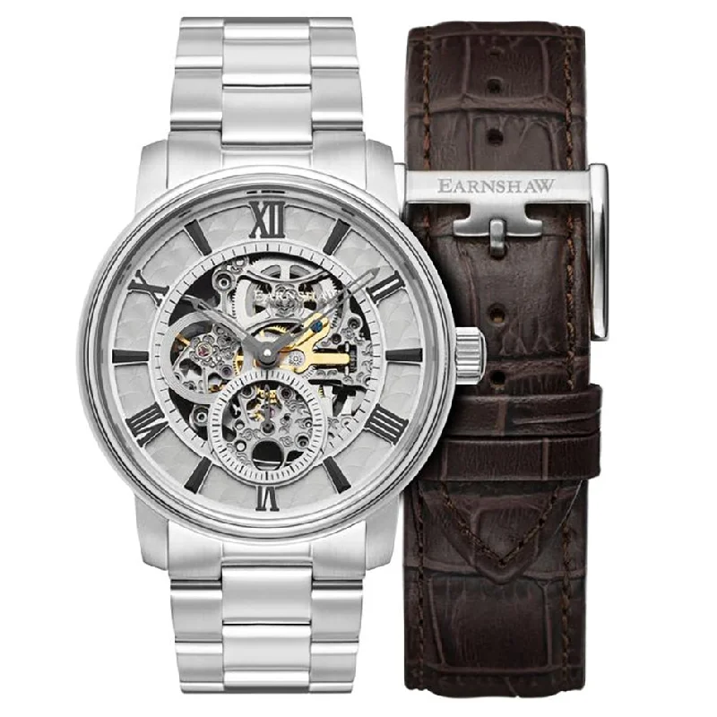 Men's Stylish Style Dress Watches-Thomas Earnshaw Men's Silver White Whitehall Watch ES-8120-33