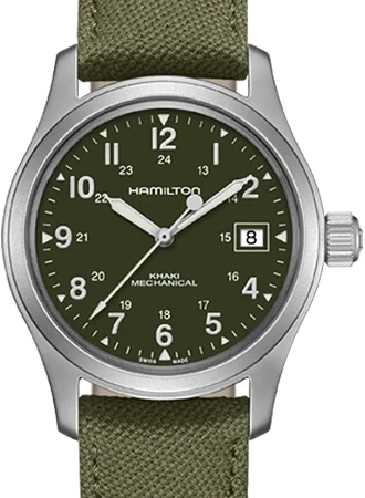 Men's Mineral Crystal Field Watches-Khaki Field Mechanical Officer Handwinding Green 38 Ref. H69439363 Men's Mineral Crystal Field Watches-Khaki Field Mechanical Officer Handwinding Green 38 Ref. H69439363