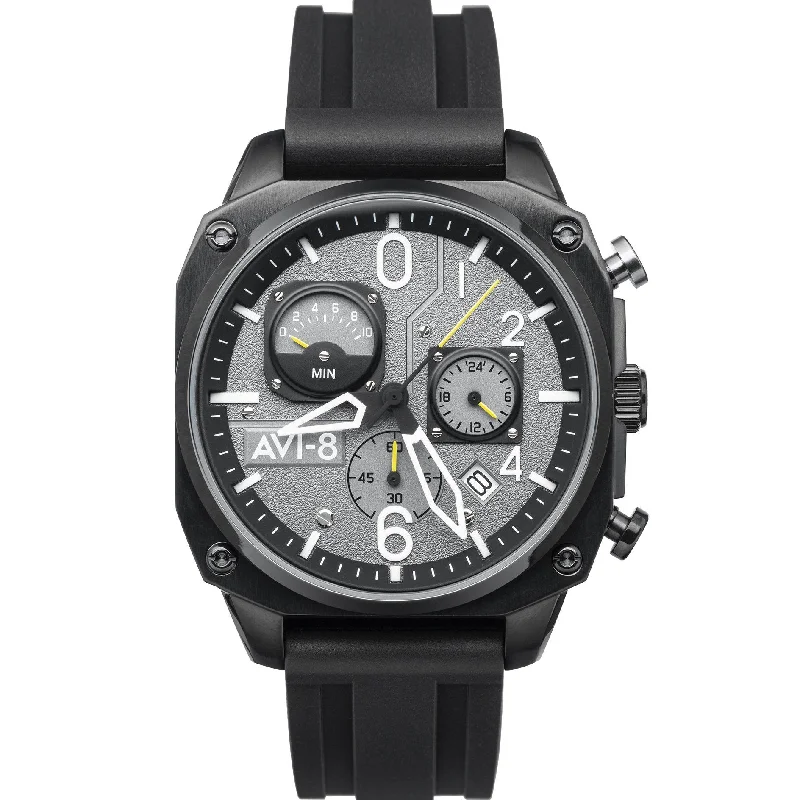 Men's Field Watches Extra Large Edition-AVI-8 Men's Black Hawker Hunter Chronograph Watch AV-4052-R1