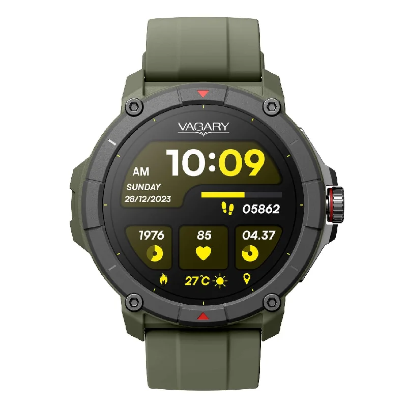 Women's Small Size Design Mechanical Watches-Vagary Smartwatch tondo X04A-004VY verde con microfono Women's Small Size Design Mechanical Watches-Vagary Smartwatch tondo X04A-004VY verde con microfono